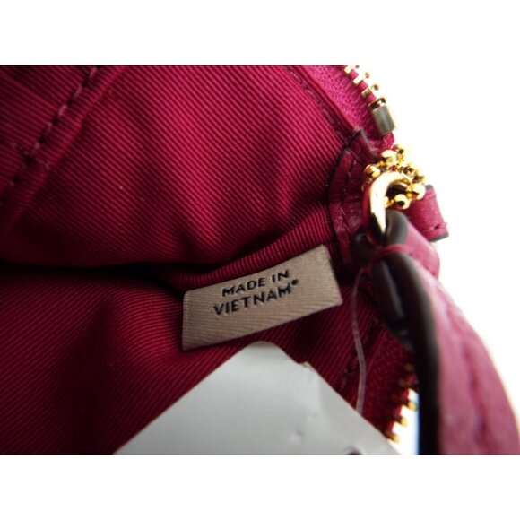 COACH Cranberry Pebbled Leather Natural Shearling Small Wristlet NWT - Picture 12 of 13